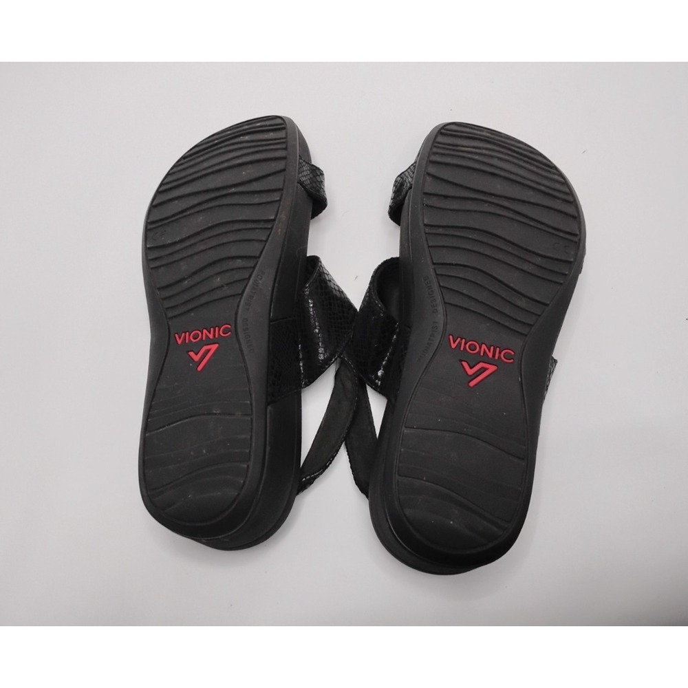 Vionic Bolinas Open Toe Slide Sling Platform Sandals Womens Size 8 Black Snake - Picture 15 of 15